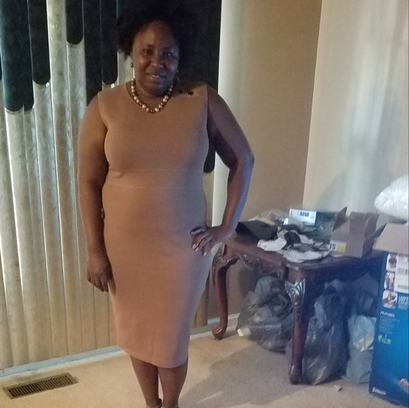 New York & Company Tan Sleeveless Dress w/Side Button Detail XL - Picture 11 of 16